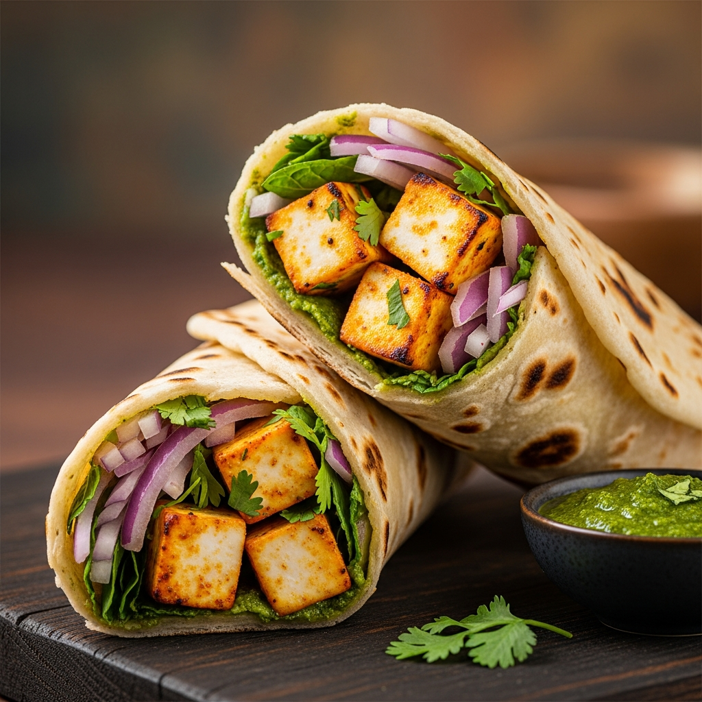 Chilly Paneer/Mushroom Kathi Roll