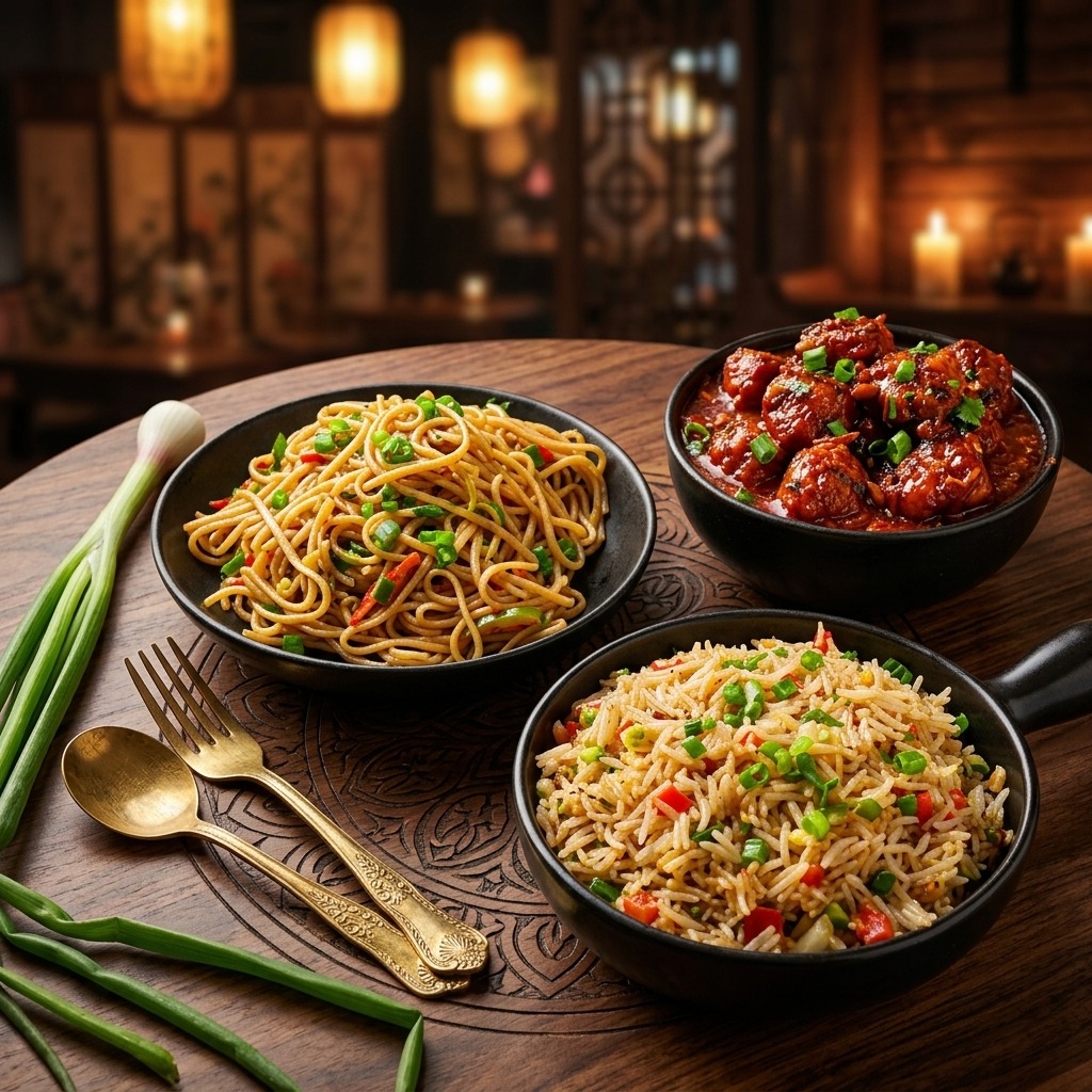 Veg Manchurian With Rice/noodle
